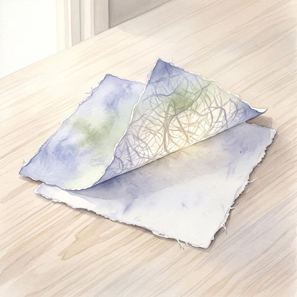 美濃和紙の折り紙を重ねた様子を描いた水彩イラスト
