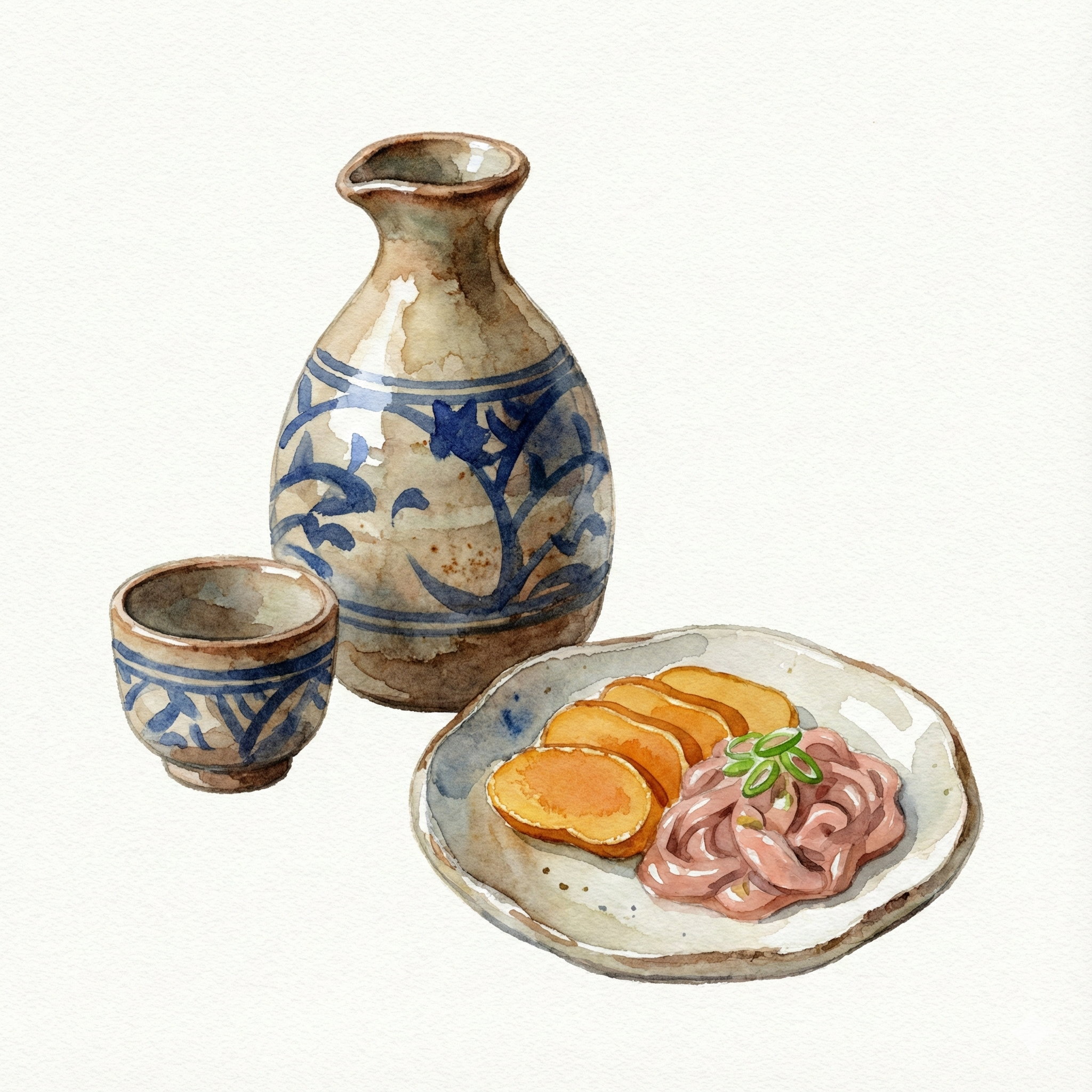 日本酒と珍味のイラスト