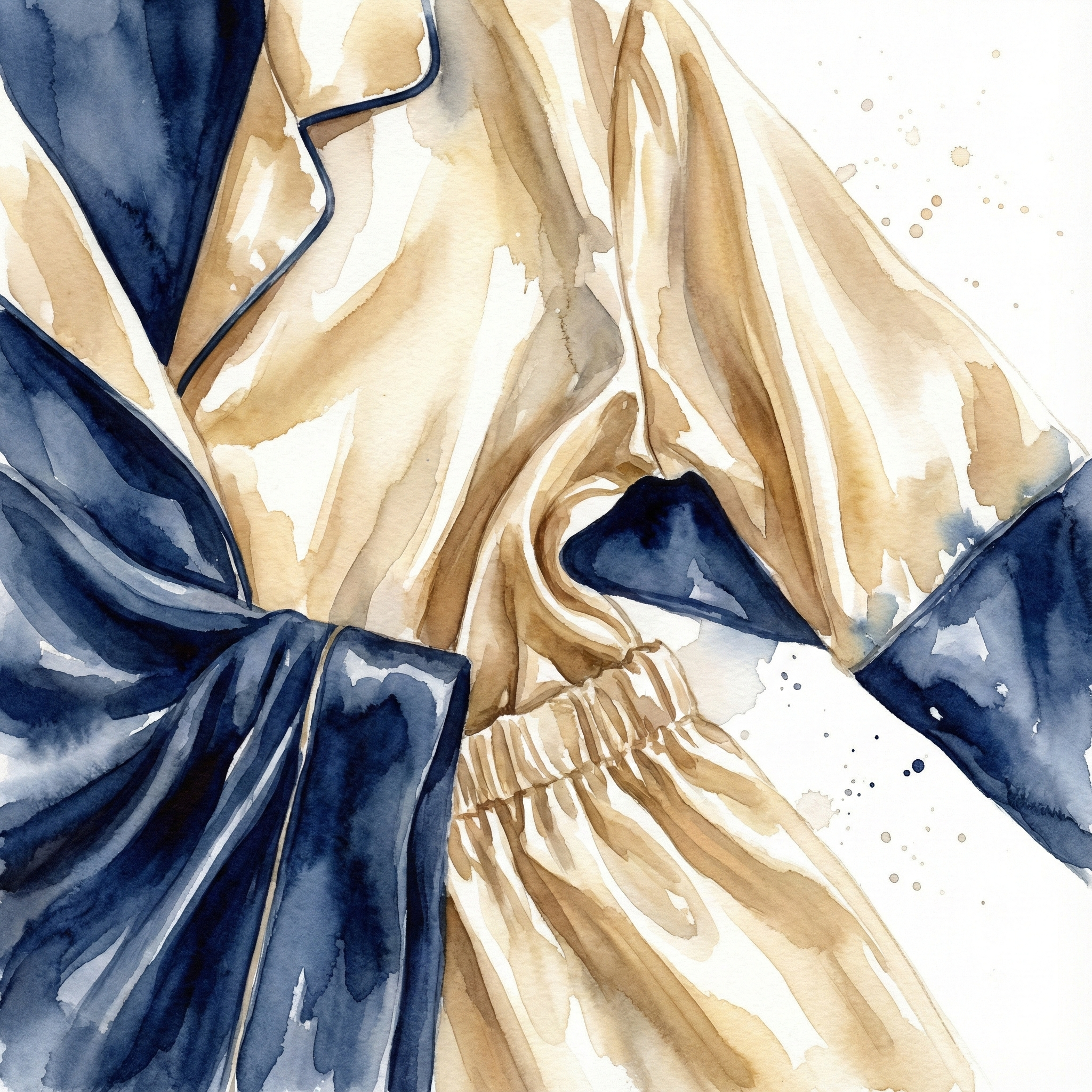 滑らかな光沢を持つシルク素材と、肌への優しさを表現したイラスト