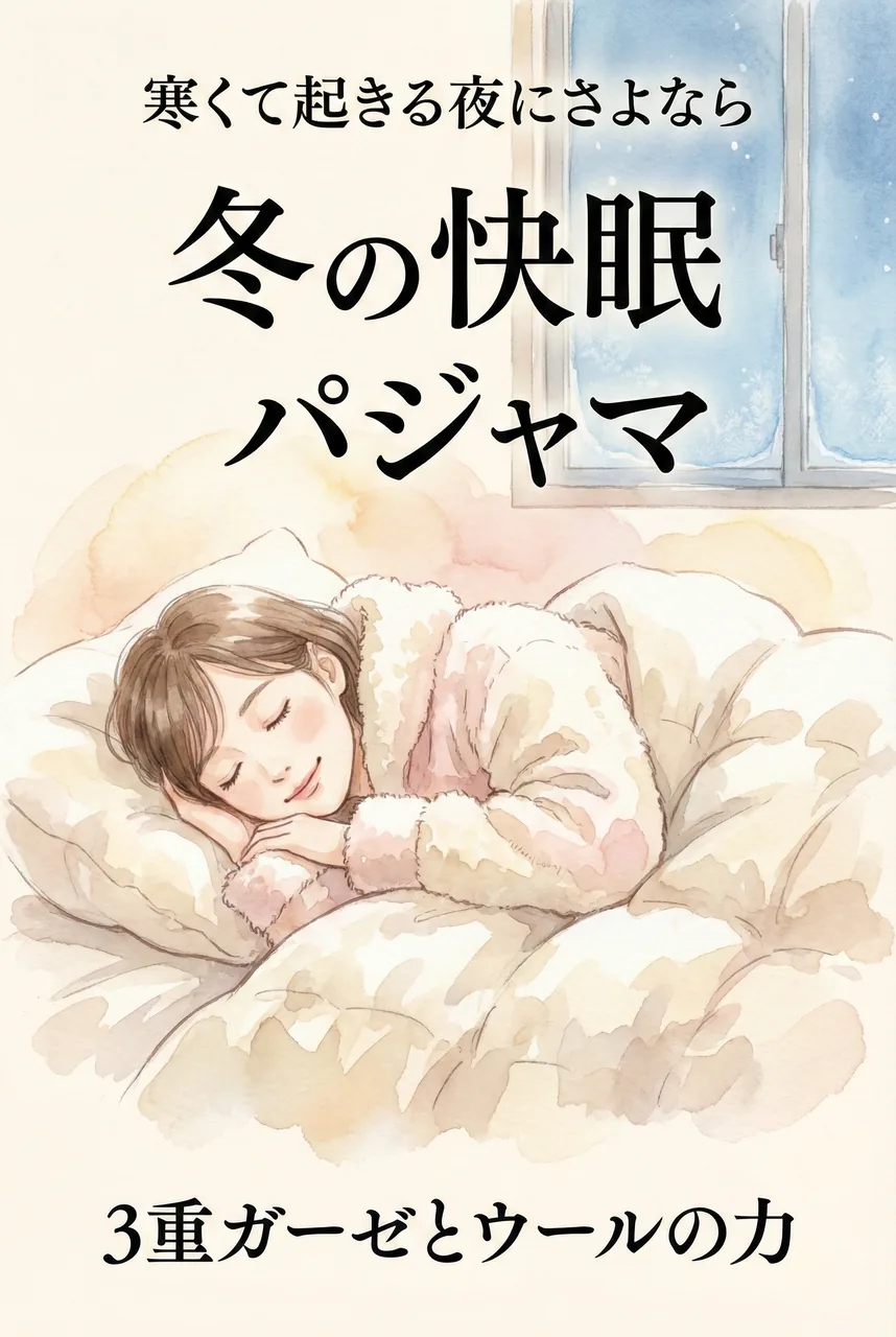 温かいガーゼパジャマを着て、リラックスして眠りにつく様子のイメージ画像