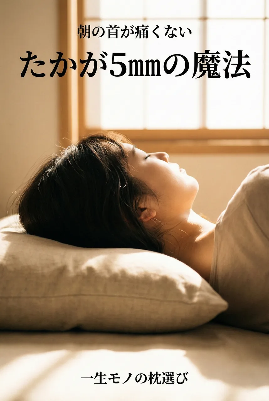 朝日が差し込む部屋で、自分に合った枕を使って深く眠っている様子のイメージ画像