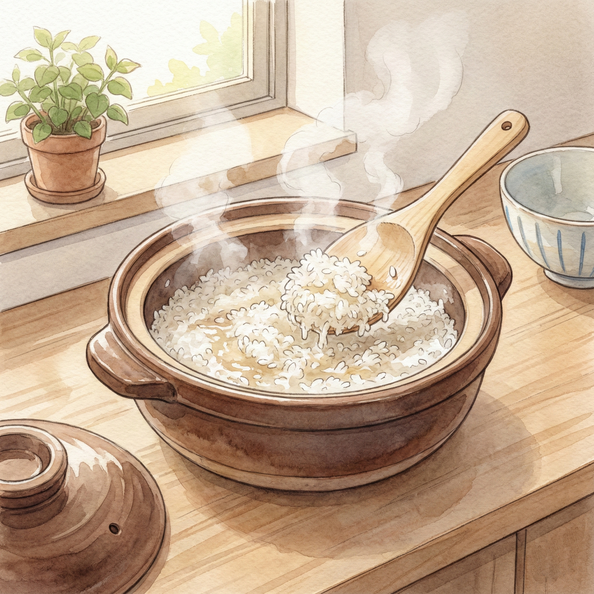 柔らかすぎたご飯を雑炊にするイメージイラスト