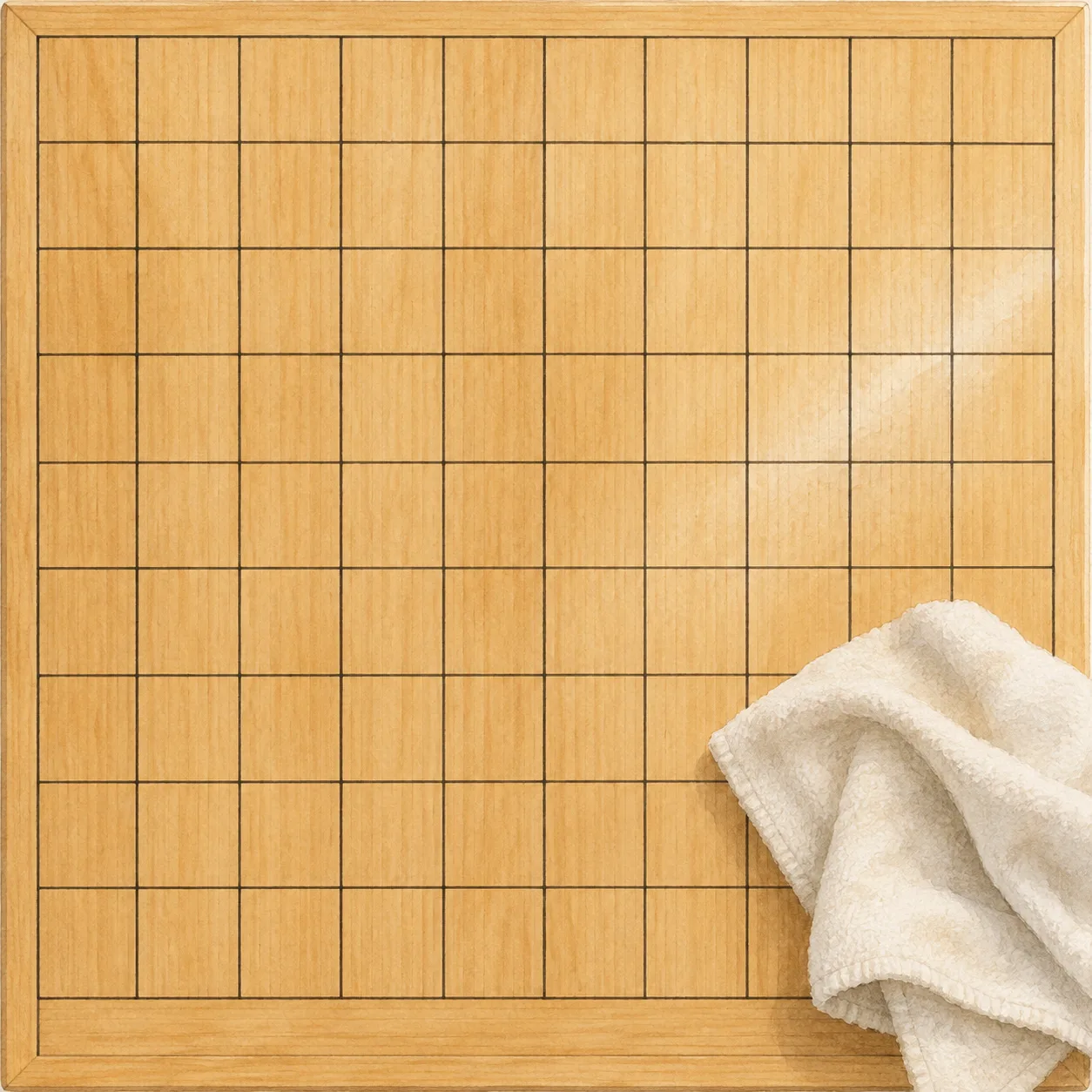 柔らかい布で将棋盤の表面を乾拭きしている様子のイラスト