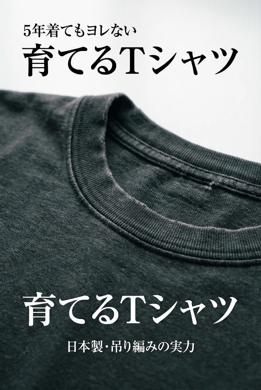 5年間着用したENTRY SGのTシャツ。首元はヨレておらず、生地の表面が良い具合に毛羽立ってヴィンテージの風格が出ている写真