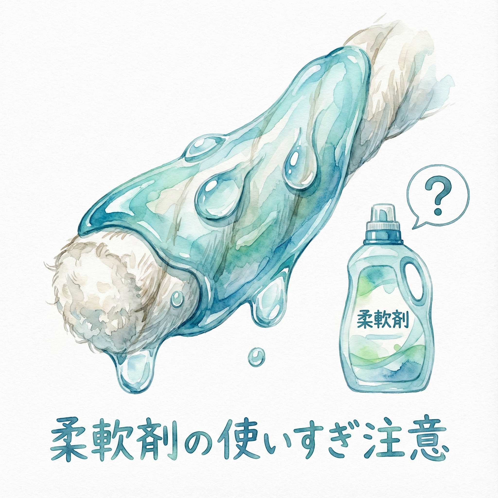 柔軟剤を入れすぎて繊維がコーティングされているイメージ図