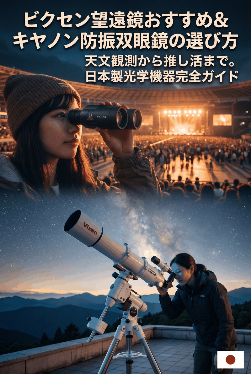 輝く月と、レンズの断面図、スタイリッシュな望遠鏡のインフォグラフィック画像
