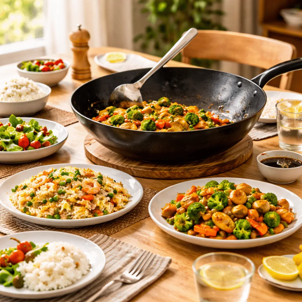 📸 【食卓画像】美味しそうな料理が並んだ、温かみのある家族の食卓風景