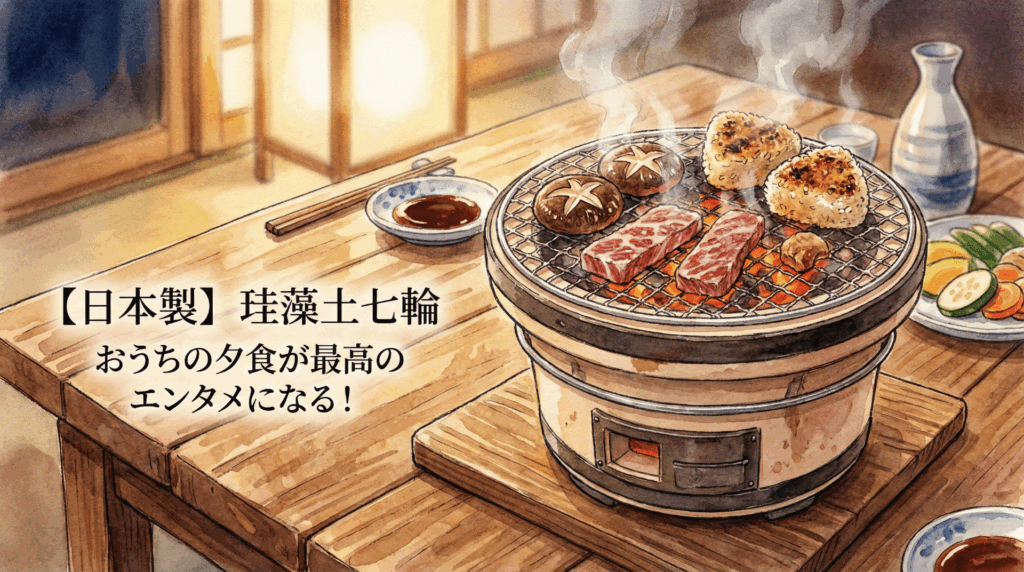 値下げ ラスト1点 最高級 純珪藻土切り出し七輪 真鍮巻朝顔型 炭火調理キャンプ 七輪おすすめ日本製｜卓上で楽しむ能登などの珪藻土と炭火の魔法